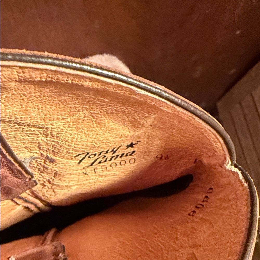 Tony Lama Red-Brown Embroidered Western Heeled Boots - Picture 6 of 16